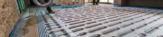 installation of a sewage plastic pipe during the construction of a house. Creative Banner. Copyspace image