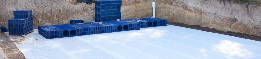 installation of a sewage plastic pipe during the construction of a house. Creative Banner. Copyspace image