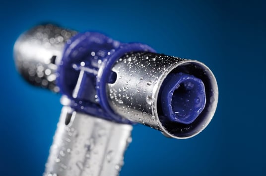 installation of a sewage plastic pipe during the construction of a house. Creative Banner. Copyspace image