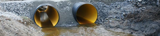 installation of a sewage plastic pipe during the construction of a house. Creative Banner. Copyspace image