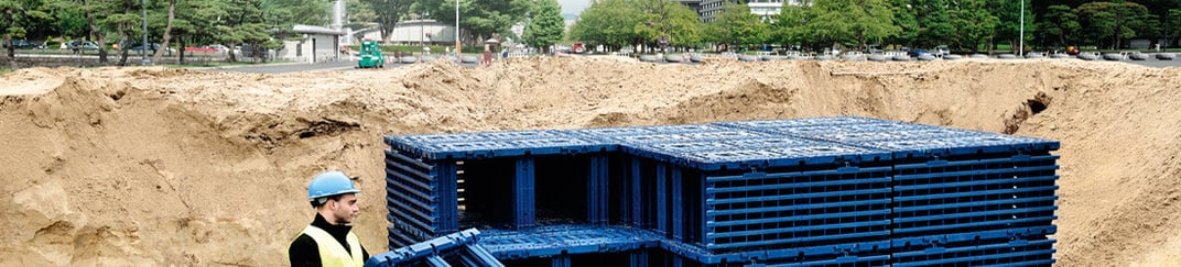 installation of a sewage plastic pipe during the construction of a house. Creative Banner. Copyspace image
