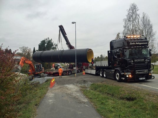 installation of a sewage plastic pipe during the construction of a house. Creative Banner. Copyspace image