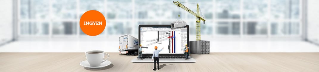 installation of a sewage plastic pipe during the construction of a house. Creative Banner. Copyspace image
