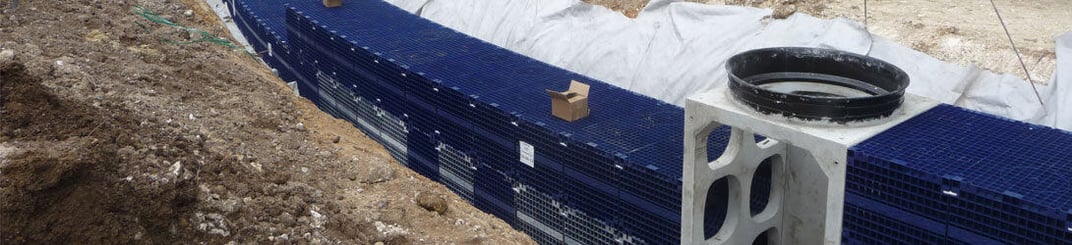 installation of a sewage plastic pipe during the construction of a house. Creative Banner. Copyspace image