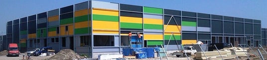 installation of a sewage plastic pipe during the construction of a house. Creative Banner. Copyspace image