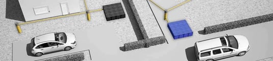 installation of a sewage plastic pipe during the construction of a house. Creative Banner. Copyspace image