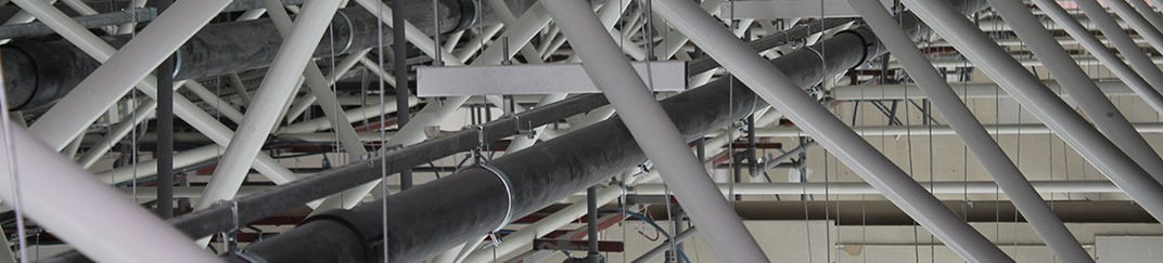 installation of a sewage plastic pipe during the construction of a house. Creative Banner. Copyspace image