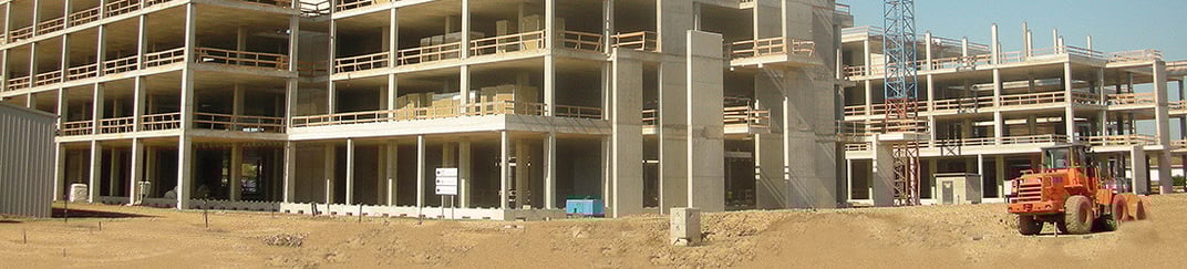 installation of a sewage plastic pipe during the construction of a house. Creative Banner. Copyspace image