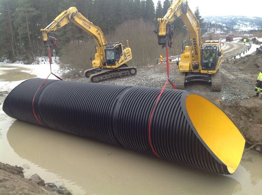 installation of a sewage plastic pipe during the construction of a house. Creative Banner. Copyspace image