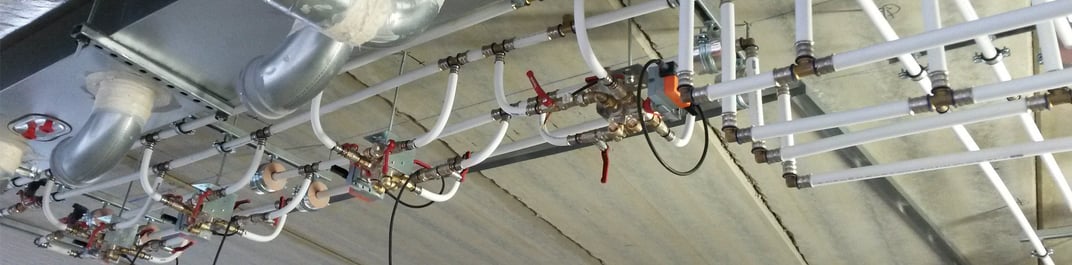 installation of a sewage plastic pipe during the construction of a house. Creative Banner. Copyspace image