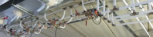 installation of a sewage plastic pipe during the construction of a house. Creative Banner. Copyspace image