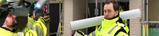 installation of a sewage plastic pipe during the construction of a house. Creative Banner. Copyspace image