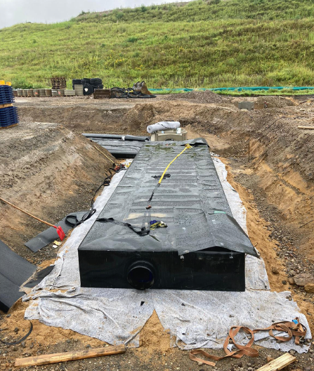 Rückhalterigole mit Geotextil - Regenwasserbewirtschaftung