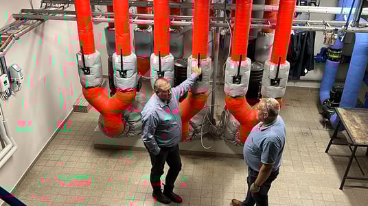 installation of a sewage plastic pipe during the construction of a house. Creative Banner. Copyspace image