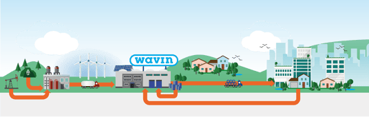 installation of a sewage plastic pipe during the construction of a house. Creative Banner. Copyspace image
