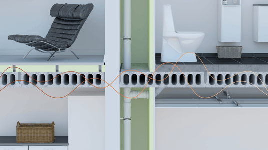 installation of a sewage plastic pipe during the construction of a house. Creative Banner. Copyspace image