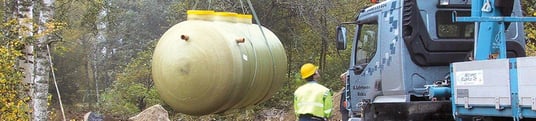 installation of a sewage plastic pipe during the construction of a house. Creative Banner. Copyspace image