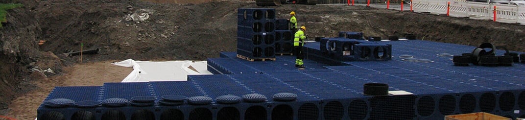 installation of a sewage plastic pipe during the construction of a house. Creative Banner. Copyspace image