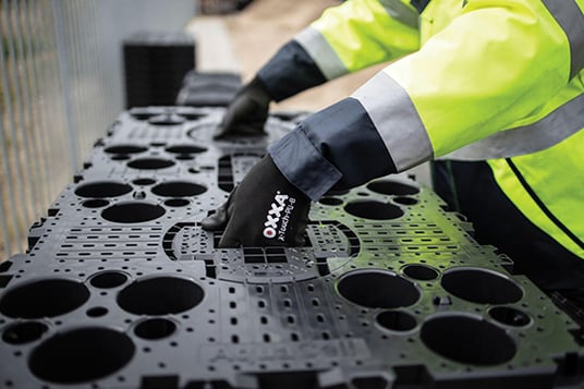 installation of a sewage plastic pipe during the construction of a house. Creative Banner. Copyspace image