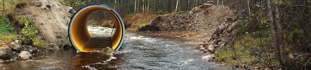 installation of a sewage plastic pipe during the construction of a house. Creative Banner. Copyspace image