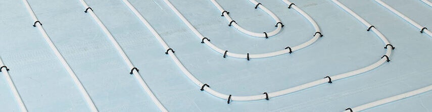 installation of a sewage plastic pipe during the construction of a house. Creative Banner. Copyspace image