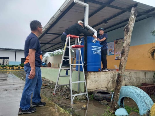 installation of a sewage plastic pipe during the construction of a house. Creative Banner. Copyspace image