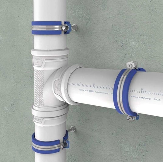 installation of a sewage plastic pipe during the construction of a house. Creative Banner. Copyspace image