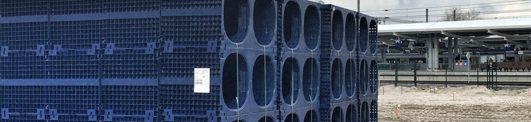 installation of a sewage plastic pipe during the construction of a house. Creative Banner. Copyspace image
