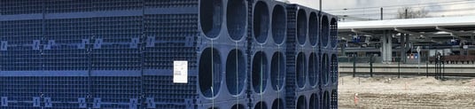 installation of a sewage plastic pipe during the construction of a house. Creative Banner. Copyspace image
