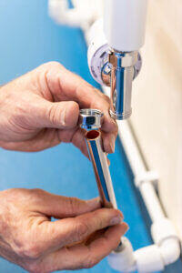 applying nut to chrome upstand