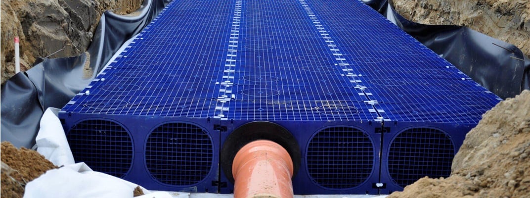 installation of a sewage plastic pipe during the construction of a house. Creative Banner. Copyspace image