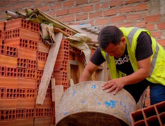 installation of a sewage plastic pipe during the construction of a house. Creative Banner. Copyspace image