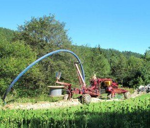 installation of a sewage plastic pipe during the construction of a house. Creative Banner. Copyspace image