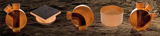 installation of a sewage plastic pipe during the construction of a house. Creative Banner. Copyspace image