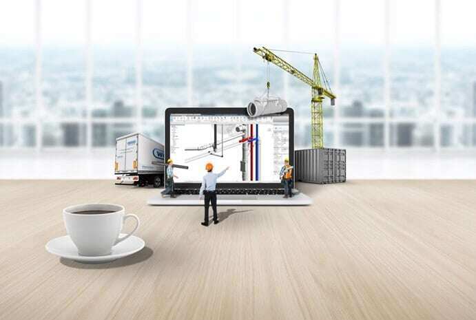 installation of a sewage plastic pipe during the construction of a house. Creative Banner. Copyspace image