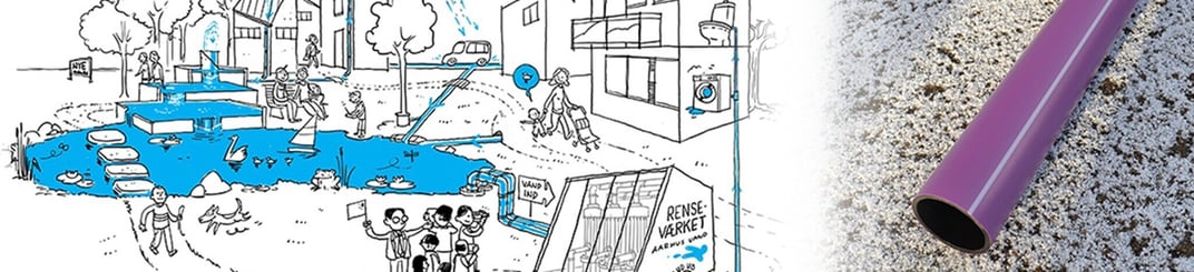 installation of a sewage plastic pipe during the construction of a house. Creative Banner. Copyspace image