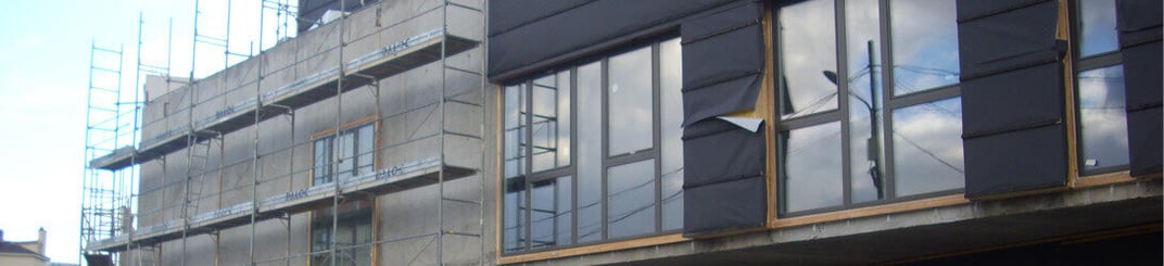 installation of a sewage plastic pipe during the construction of a house. Creative Banner. Copyspace image