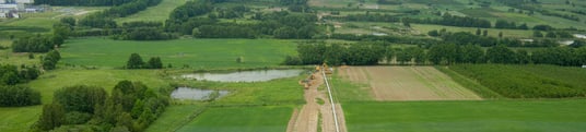 installation of a sewage plastic pipe during the construction of a house. Creative Banner. Copyspace image