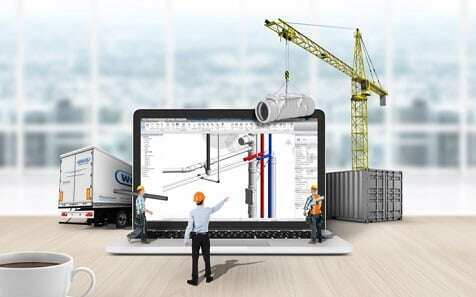 installation of a sewage plastic pipe during the construction of a house. Creative Banner. Copyspace image
