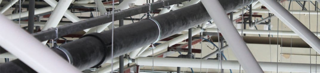 installation of a sewage plastic pipe during the construction of a house. Creative Banner. Copyspace image