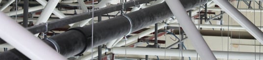 installation of a sewage plastic pipe during the construction of a house. Creative Banner. Copyspace image