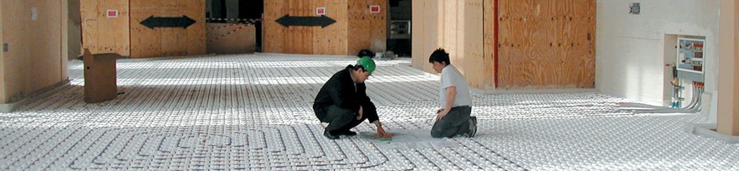 installation of a sewage plastic pipe during the construction of a house. Creative Banner. Copyspace image