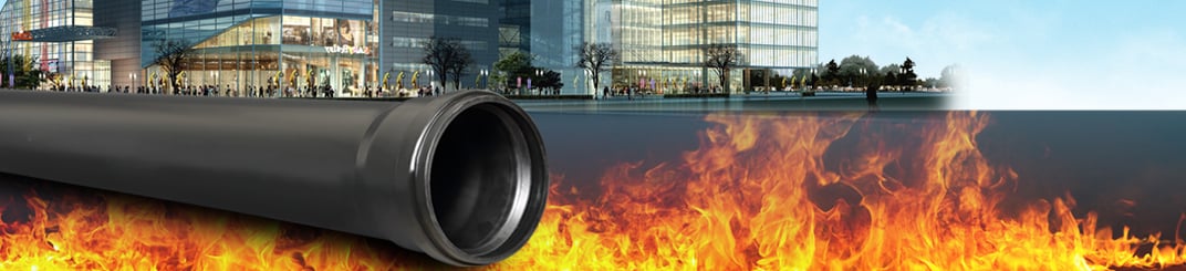 installation of a sewage plastic pipe during the construction of a house. Creative Banner. Copyspace image