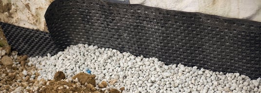 installation of a sewage plastic pipe during the construction of a house. Creative Banner. Copyspace image