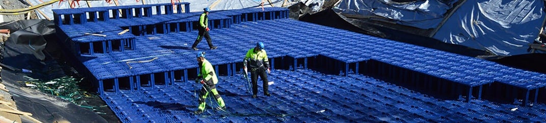 installation of a sewage plastic pipe during the construction of a house. Creative Banner. Copyspace image