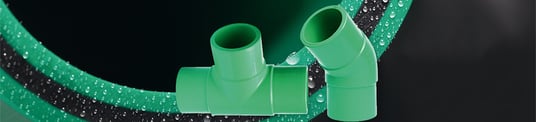 installation of a sewage plastic pipe during the construction of a house. Creative Banner. Copyspace image