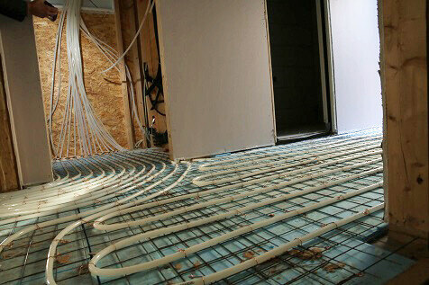 installation of a sewage plastic pipe during the construction of a house. Creative Banner. Copyspace image
