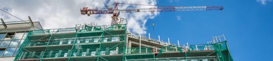 installation of a sewage plastic pipe during the construction of a house. Creative Banner. Copyspace image