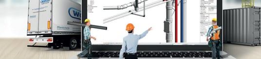 installation of a sewage plastic pipe during the construction of a house. Creative Banner. Copyspace image