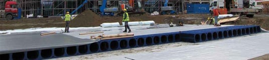 installation of a sewage plastic pipe during the construction of a house. Creative Banner. Copyspace image